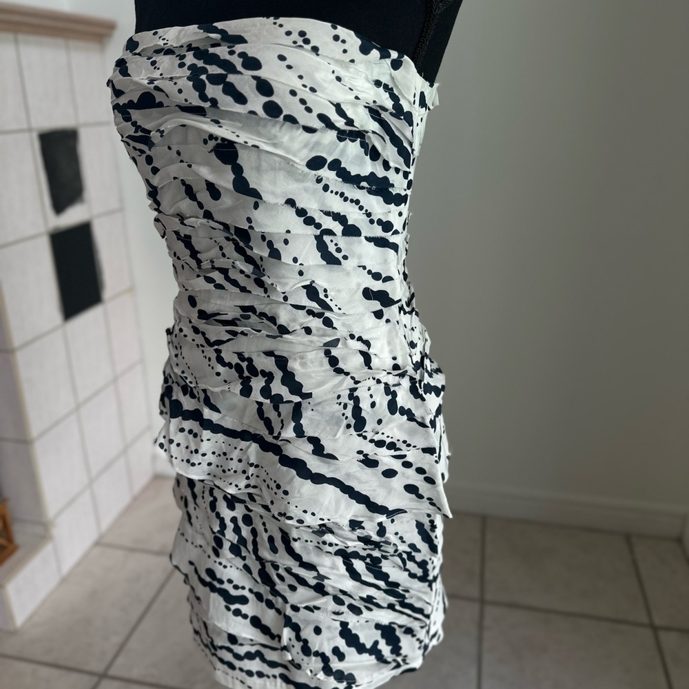 Blue & White strapless dress
